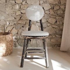 Chaise Totem — dossier rond, galette indoor noire